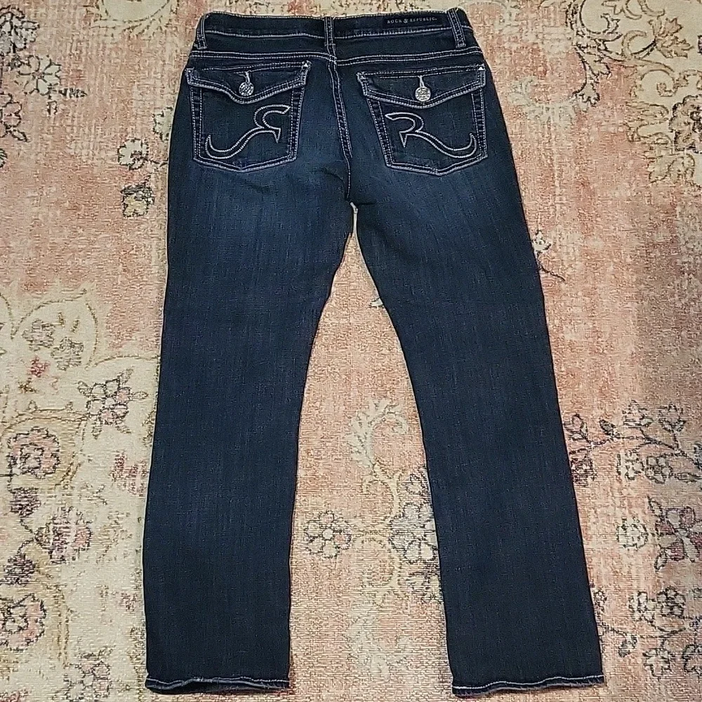 Rock & Republic Kendall Skinny Capri Jeans 6 Dark Blue Wash